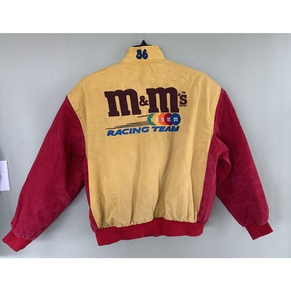 Vtg M&M NASCAR Racing Jacket JH Design Chase #36 Ernie Irvan Sz S-M Yellow Red‌‌ - Picture 2 of 16